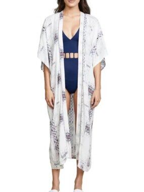 Soleil Womens Kimono Duster Robe Jacket Caftan Wrap Beach Cover Up size XS/S